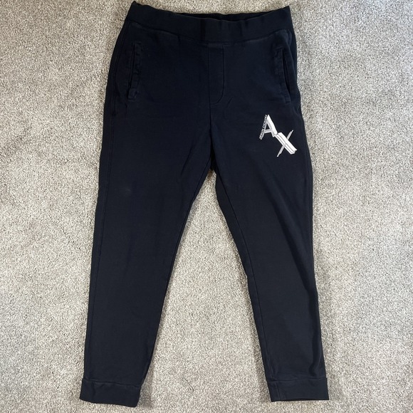 Armani Exchange Sweatpants Men's Size L Black Joggers AX Logo Pull-On Pants - Picture 1 of 8